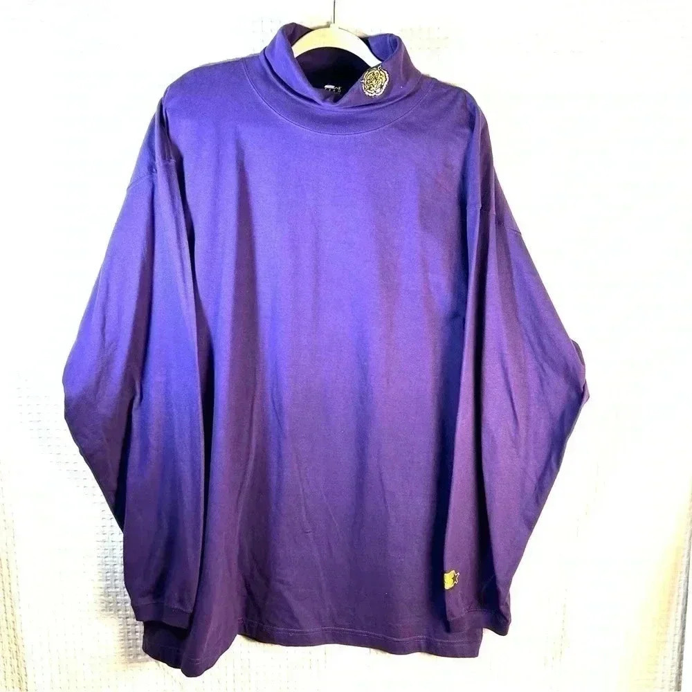 Starter Mens Size 2X LSU Tigers Embroidered Turtleneck Shirt Louisiana State